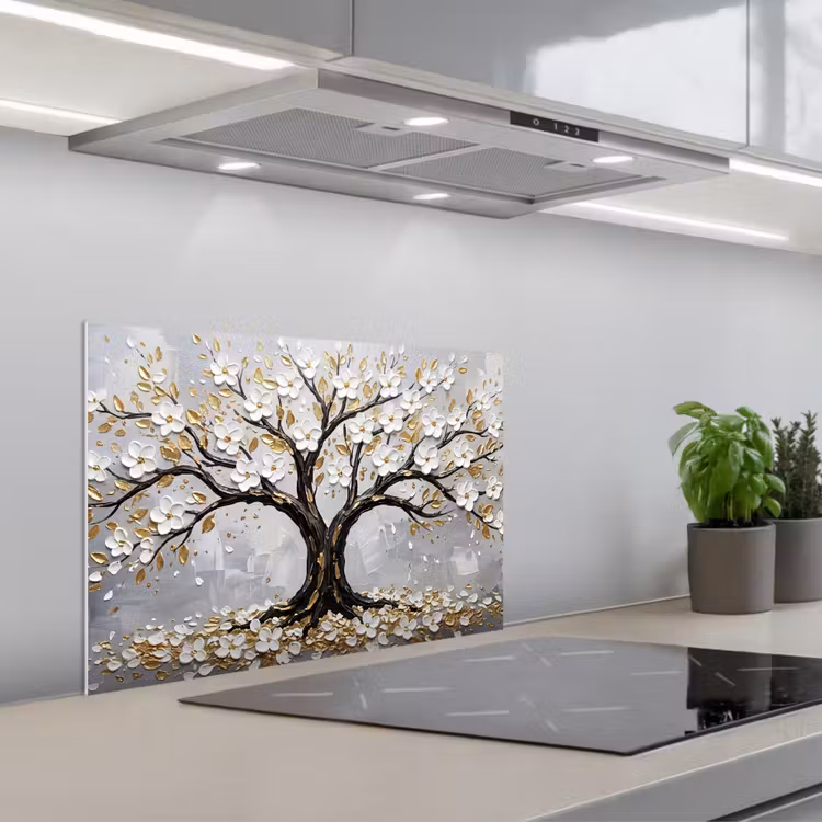 Fond de hotte - Arbre - Fleurs - Nature - Abstrait - Blanc — 1