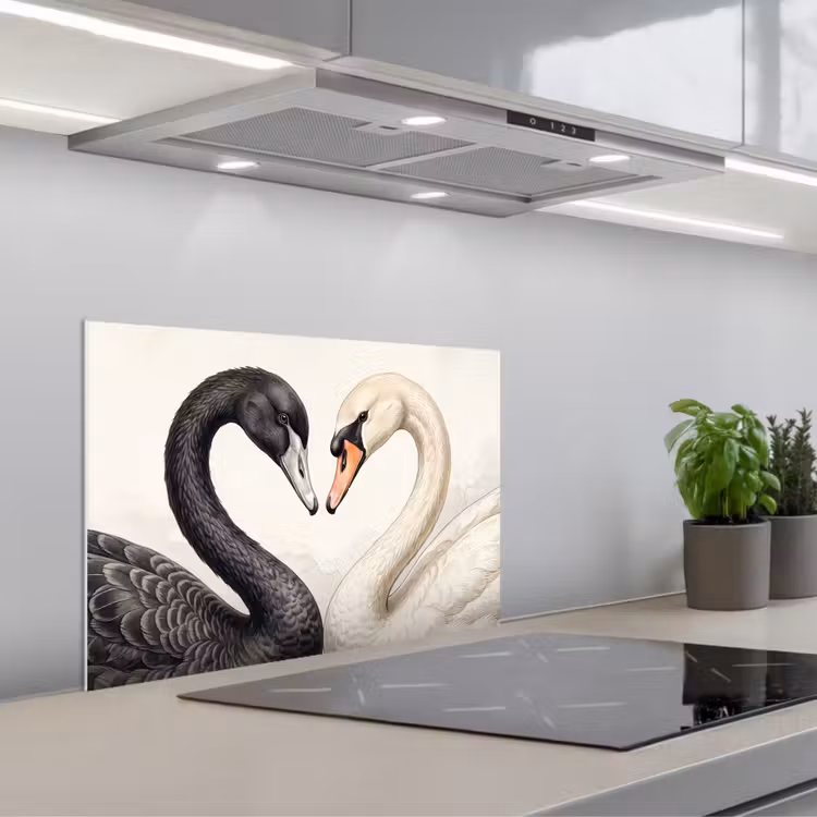 Fond de hotte - Cygnes - Forme de cœur - Animaux — 1