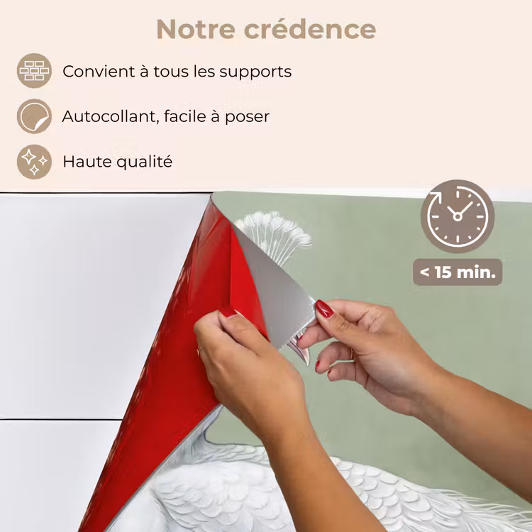 Fond de hotte - Paons - Blanc - Nature - Vert — 4