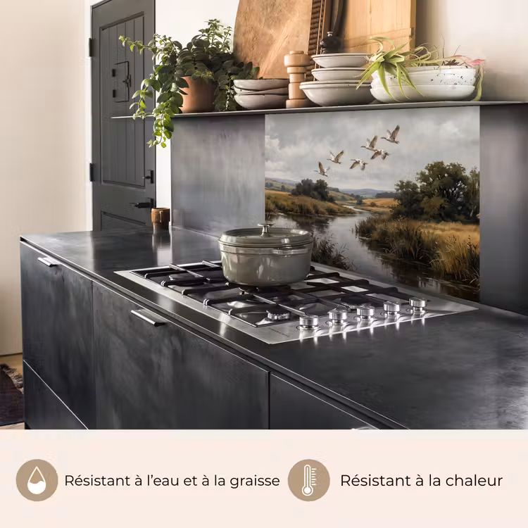 Crédence cuisine - Canards - Rivière - Paysage - Vol - Nostalgique — 4