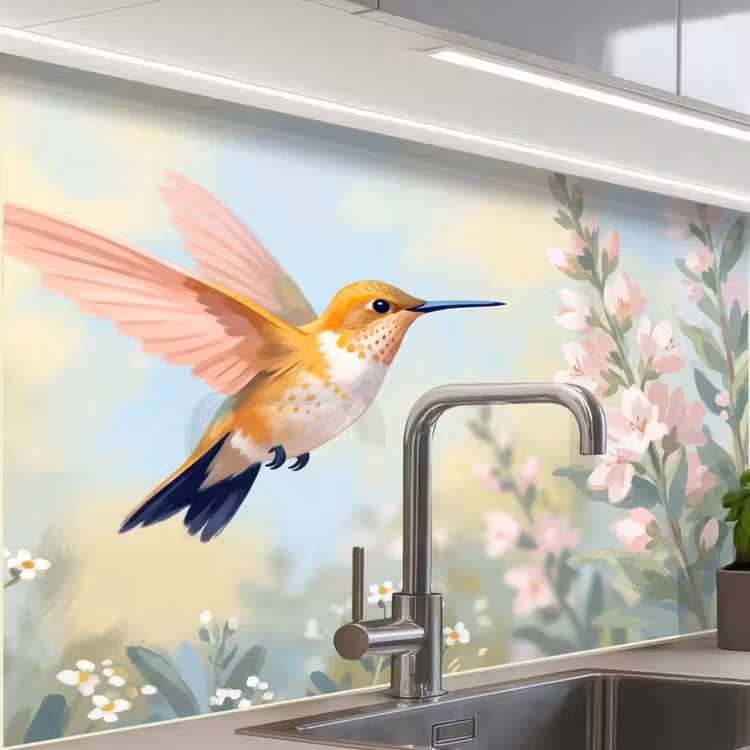 Crédence cuisine - Colibri - Illustration - Coloré — 1