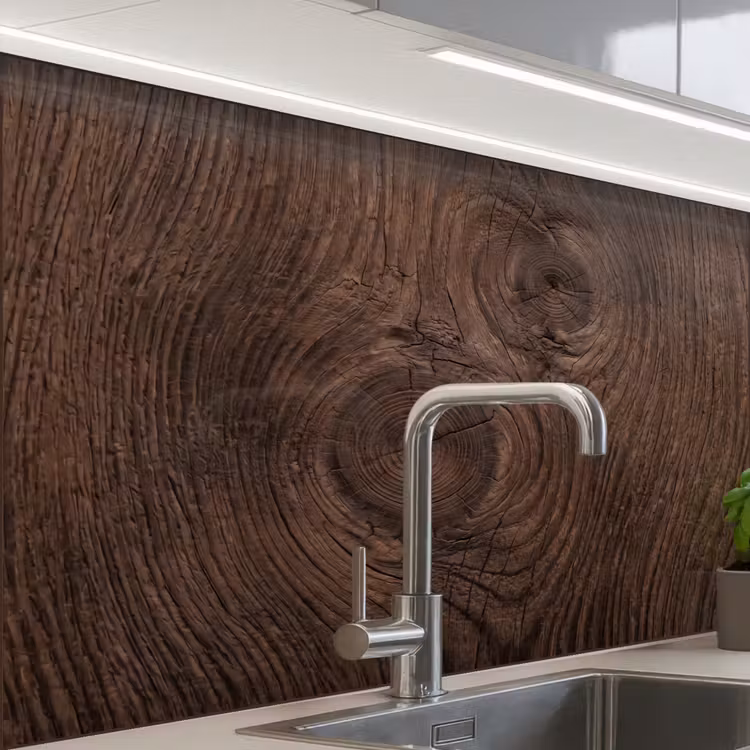 Crédence cuisine - Grain de bois - Texture - Motif - Marron - Rustique — 1