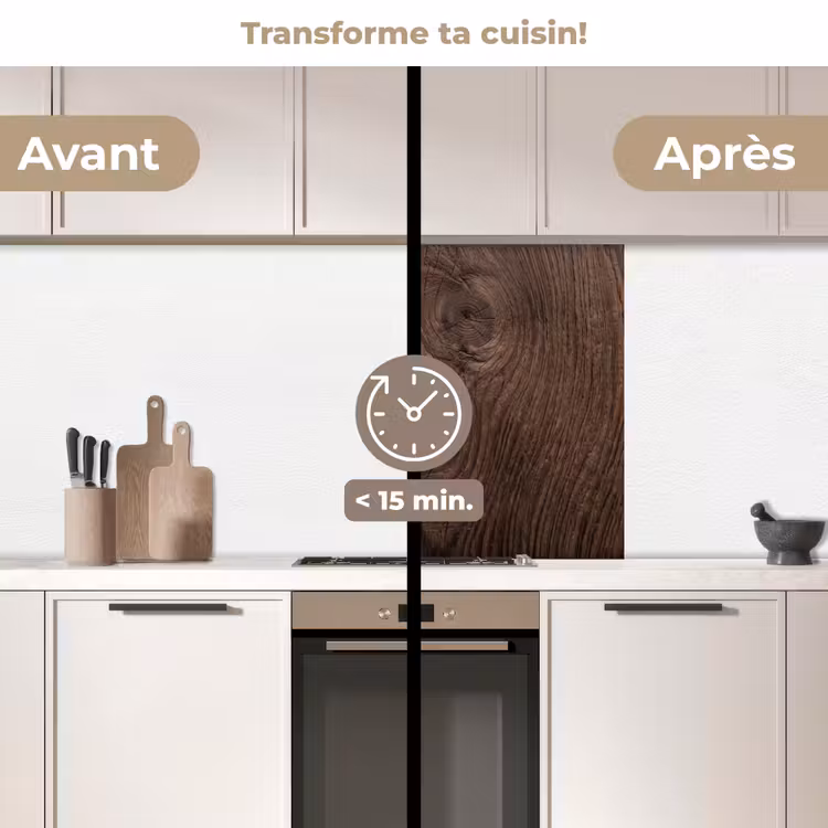 Crédence cuisine - Grain de bois - Texture - Motif - Marron - Rustique — 2