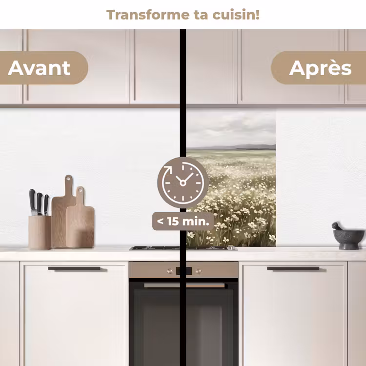 Crédence cuisine - Illustration - Paysage - Blanc — 2
