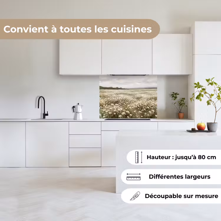 Crédence cuisine - Illustration - Paysage - Blanc — 6