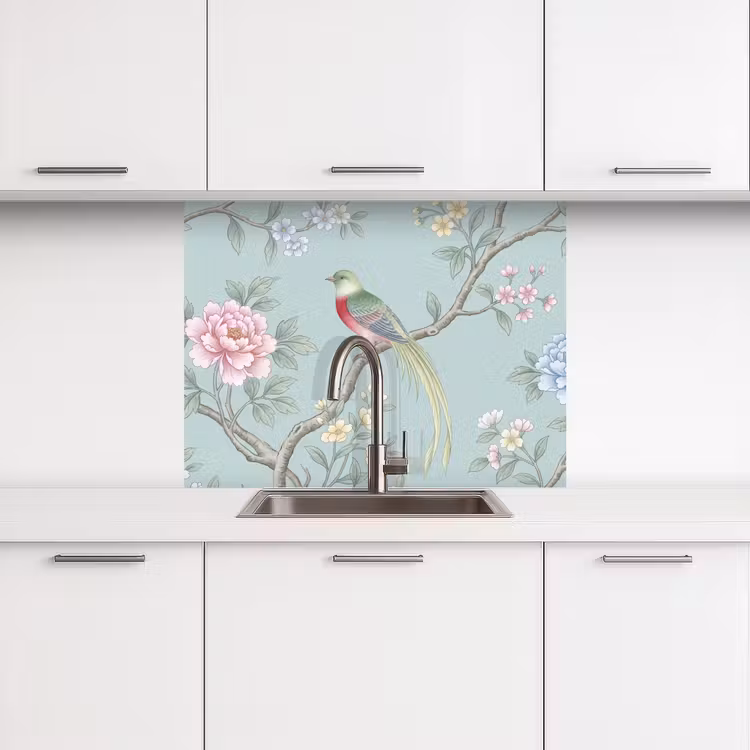 Crédence cuisine - Oiseau - Fleurs - Coloré — 3