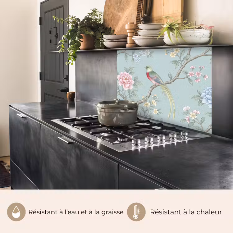 Crédence cuisine - Oiseau - Fleurs - Coloré — 4