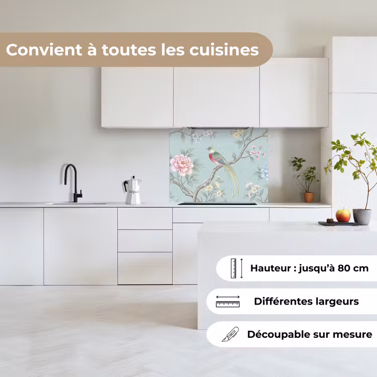 Crédence cuisine - Oiseau - Fleurs - Coloré — 6