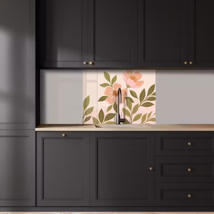 Crédence cuisine - Graphique - Fleurs - Rose — 5