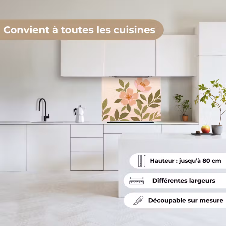 Crédence cuisine - Graphique - Fleurs - Rose — 6