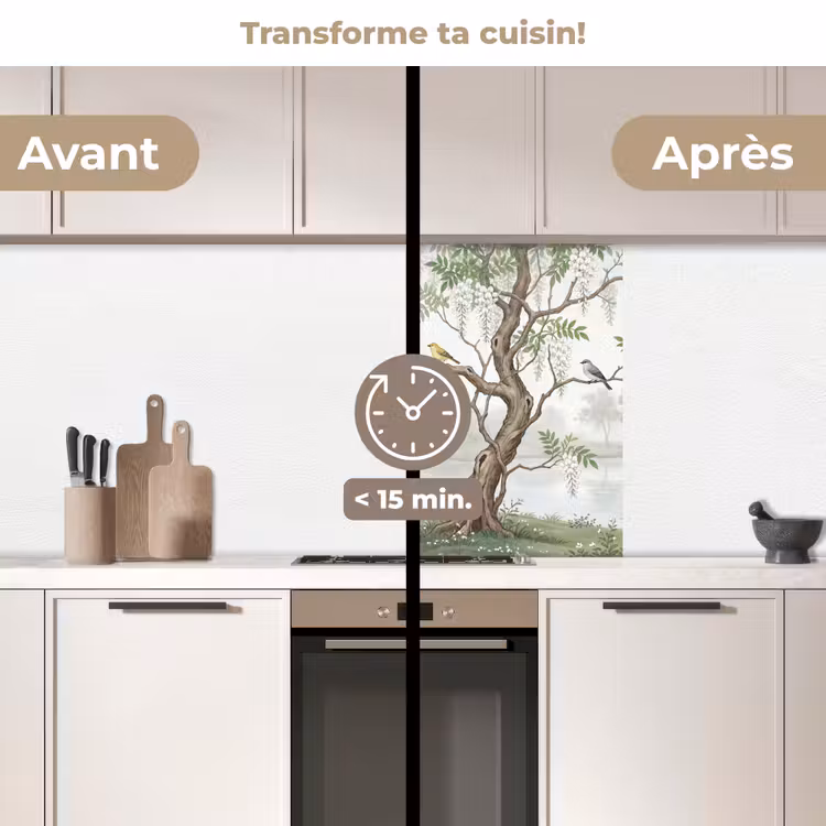 Crédence cuisine - Héron - Paysage - Vert — 2