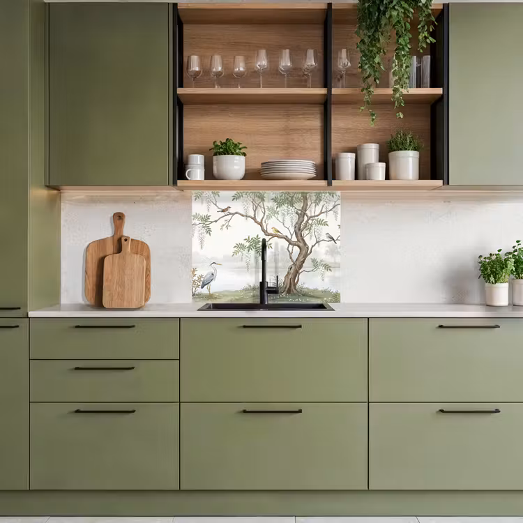 Crédence cuisine - Héron - Paysage - Vert — 7