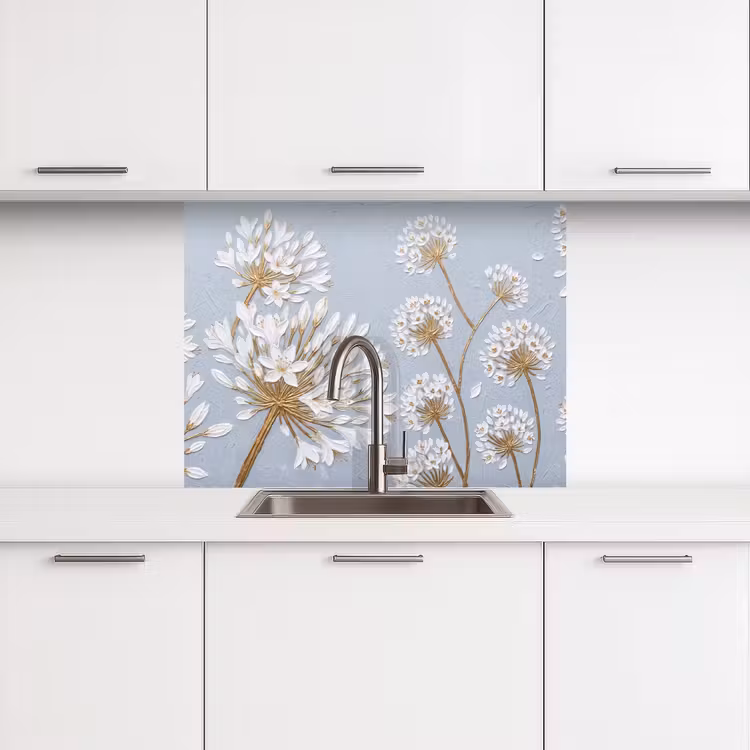 Crédence cuisine - Illustration - Fleurs - Bleu — 3