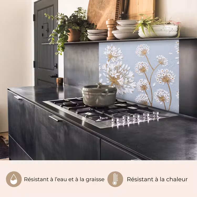 Crédence cuisine - Illustration - Fleurs - Bleu — 4