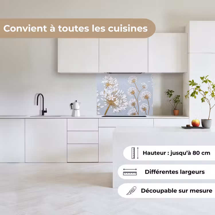 Crédence cuisine - Illustration - Fleurs - Bleu — 6