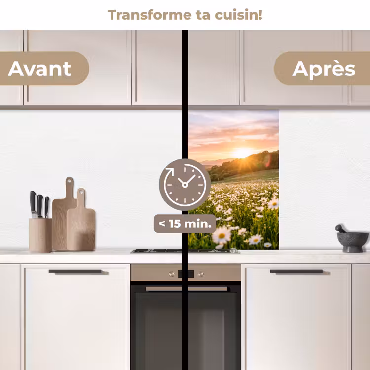 Crédence cuisine - Marguerite - Champ - Collines - Vert — 2