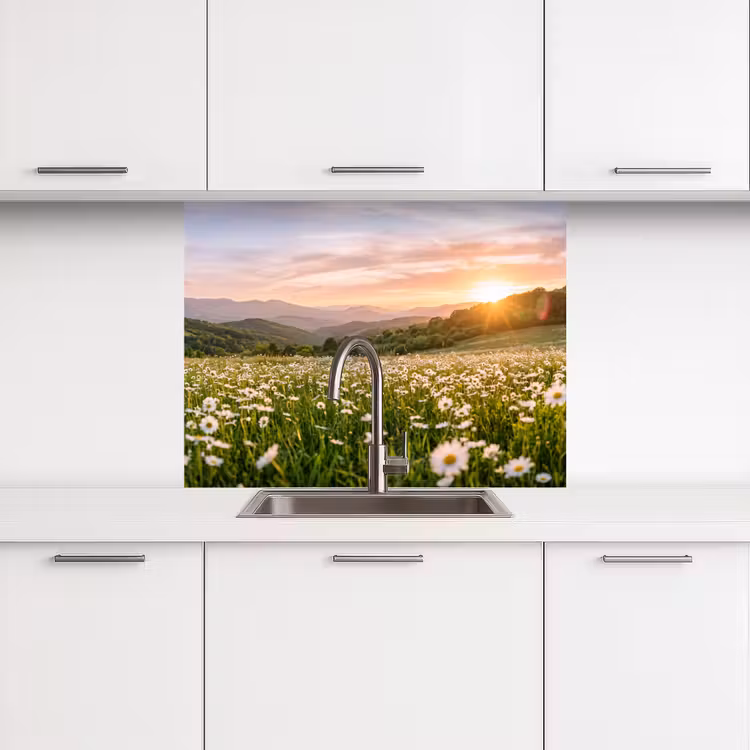 Crédence cuisine - Marguerite - Champ - Collines - Vert — 3