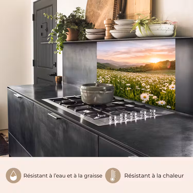 Crédence cuisine - Marguerite - Champ - Collines - Vert — 4