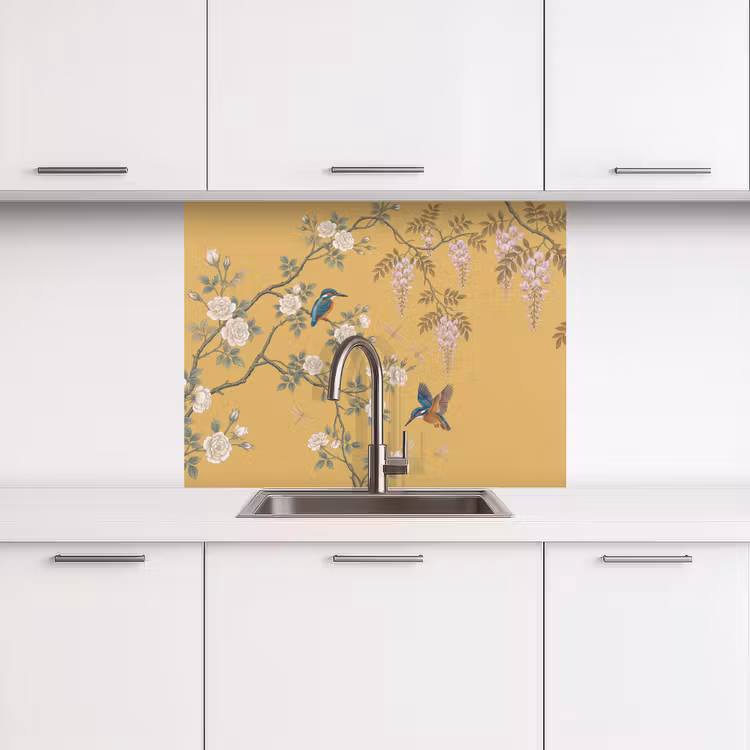 Crédence cuisine - Martin-pêcheurs - Blossom - Jaune — 3