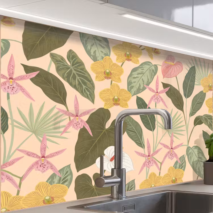 Crédence cuisine - Motif - Fleurs - Coloré — 1