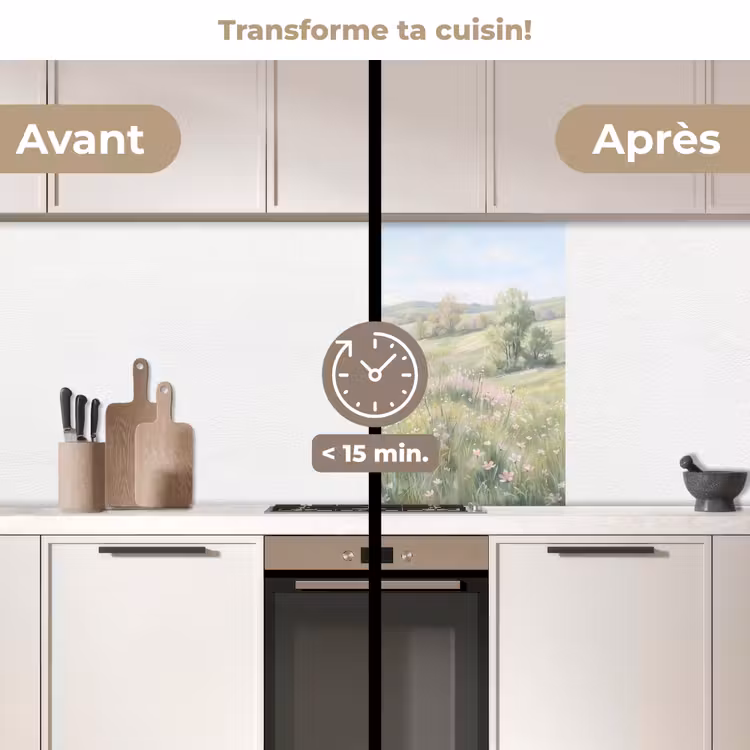 Crédence cuisine - Champ de fleurs - Fleurs - Vert — 2