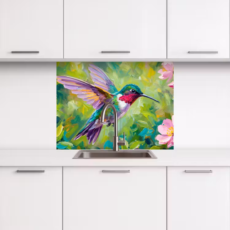 Crédence cuisine - Colibri - Fleurs - Nature - Coloré — 3
