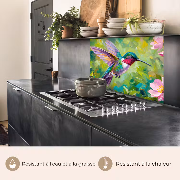 Crédence cuisine - Colibri - Fleurs - Nature - Coloré — 4