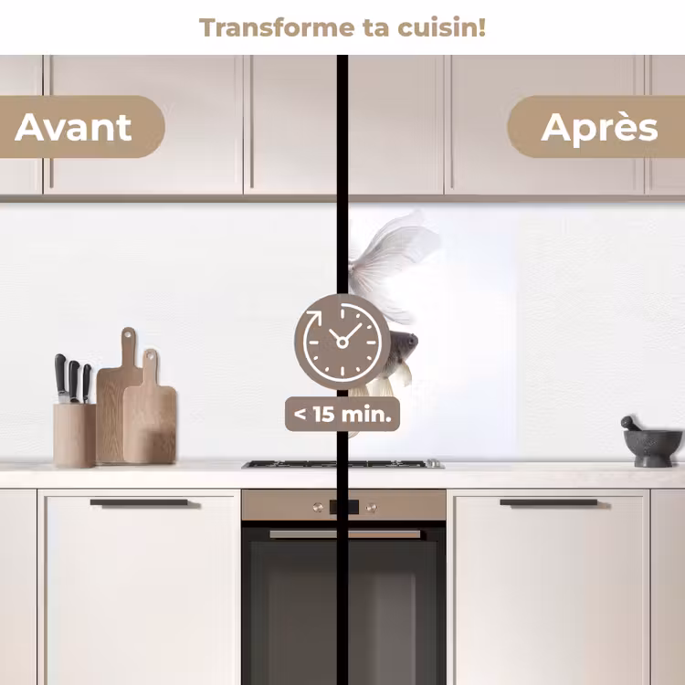 Crédence cuisine - Poisson rouge - Moderne - Blanc — 2