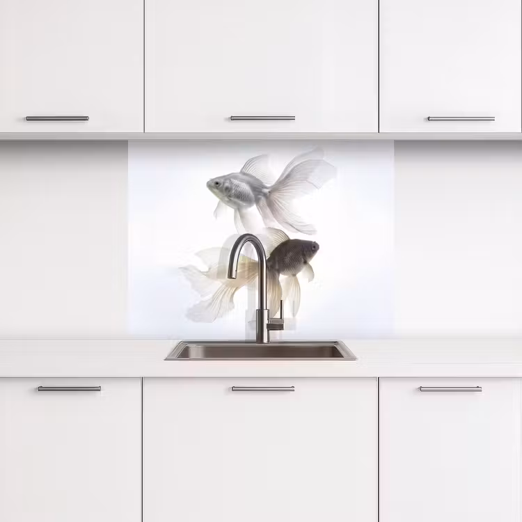 Crédence cuisine - Poisson rouge - Moderne - Blanc — 3