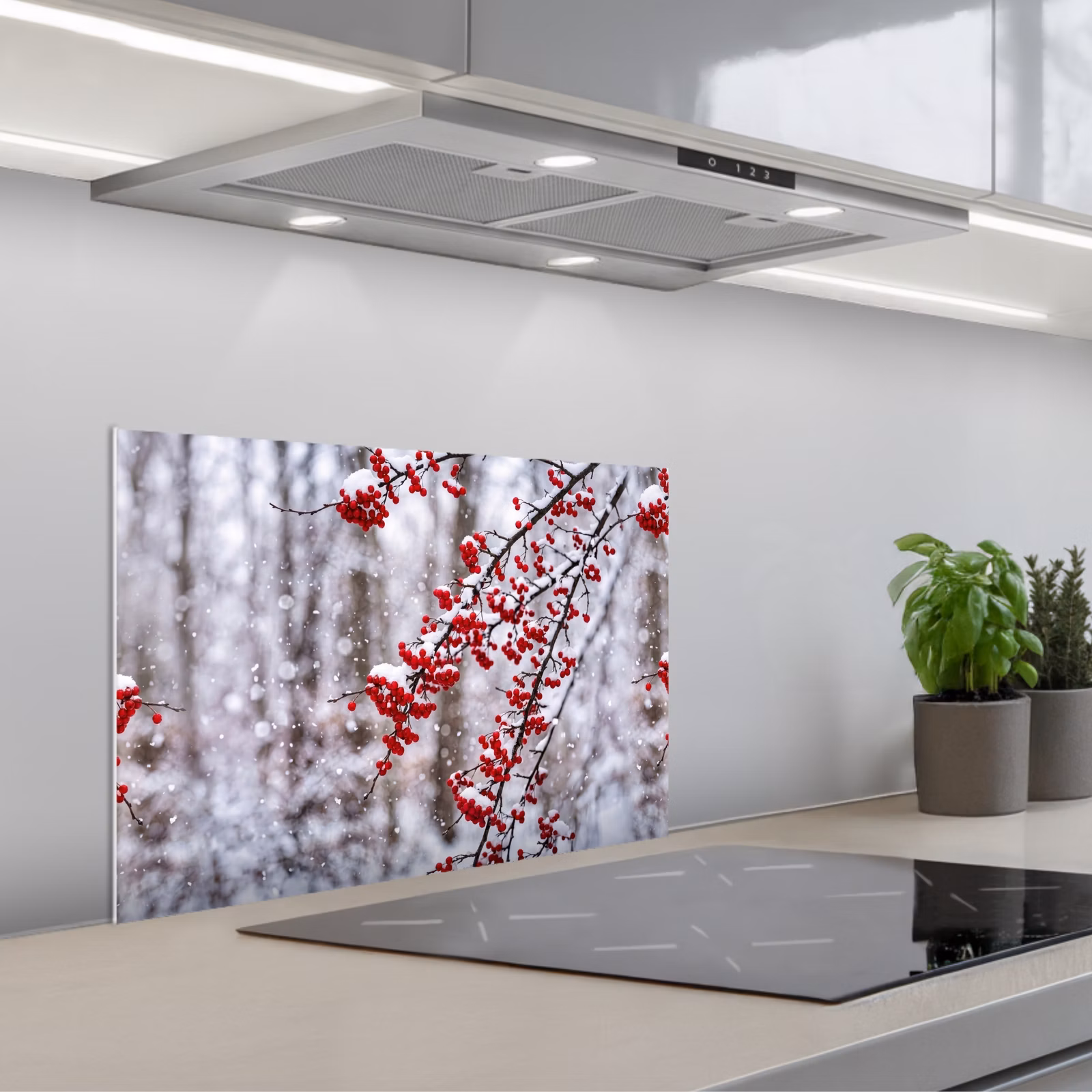 Fond de hotte - Baies - Branches - Neige - Colorées — 1
