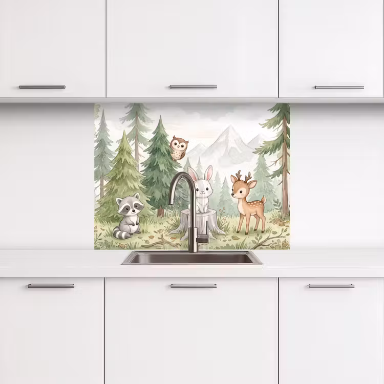 Crédence cuisine - Forêt - Animaux - Vert — 3