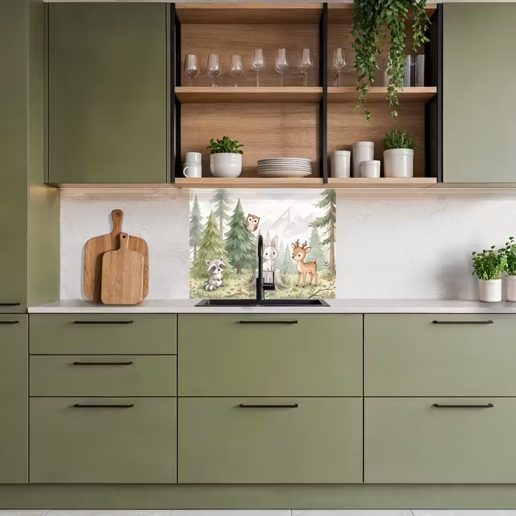 Crédence cuisine - Forêt - Animaux - Vert — 7