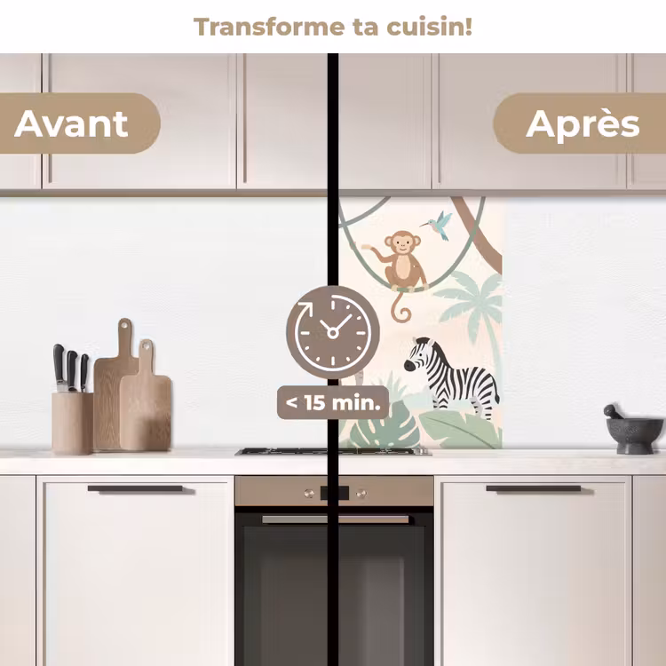 Crédence cuisine - Jungle - Animaux - Vert — 2