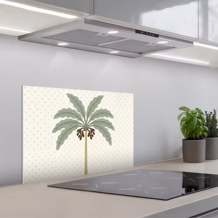 Fond de hotte - Arbre - Feuilles - Vert - Décoratif - Beige — 1