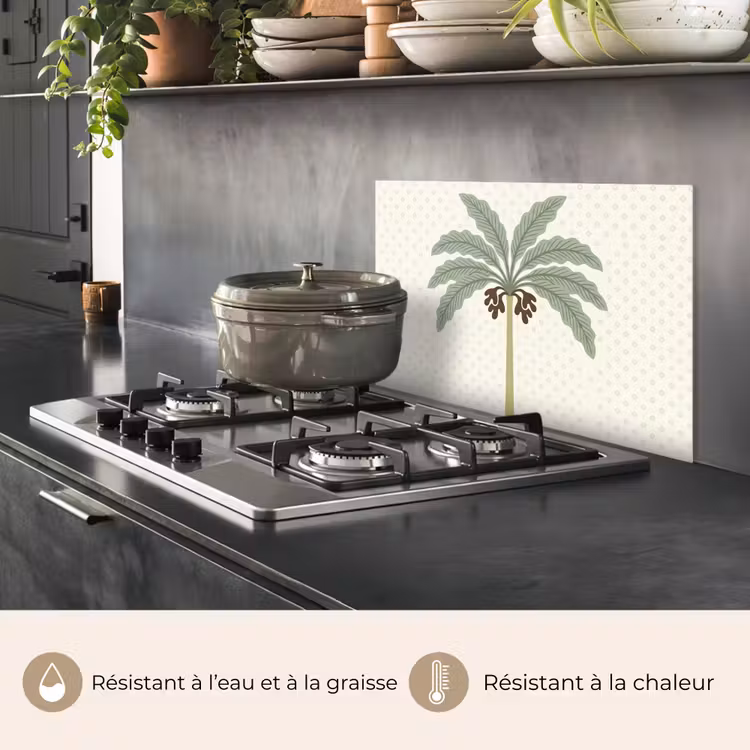 Fond de hotte - Arbre - Feuilles - Vert - Décoratif - Beige — 2