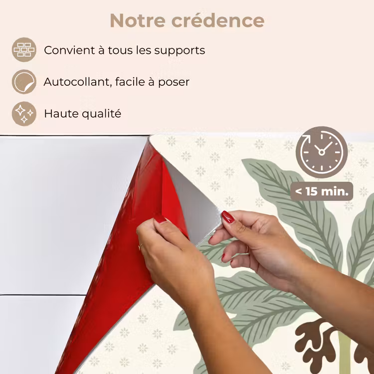Fond de hotte - Arbre - Feuilles - Vert - Décoratif - Beige — 4