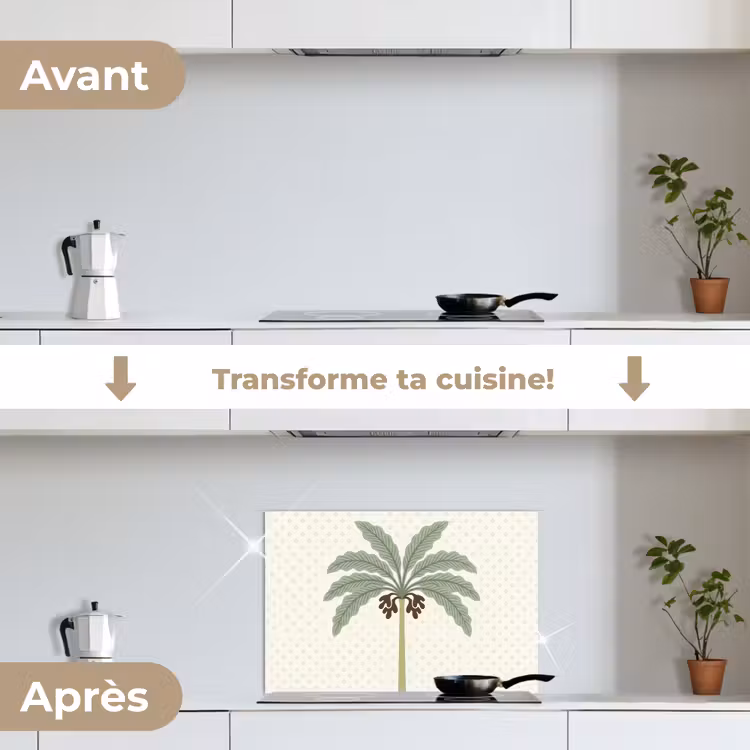 Fond de hotte - Arbre - Feuilles - Vert - Décoratif - Beige — 7