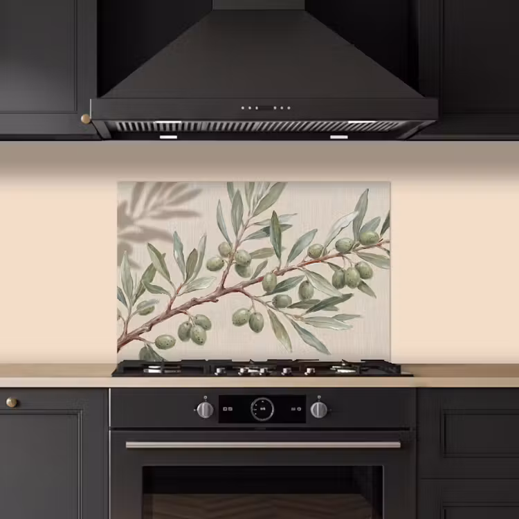Fond de hotte - Branche d'olivier - Feuilles - Nature - Vert - Beige — 5
