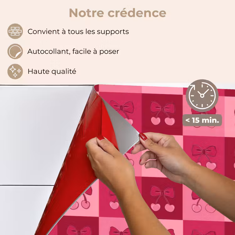 Fond de hotte - Cerises - Nœuds - Ludique - Rose - Bordeaux — 4