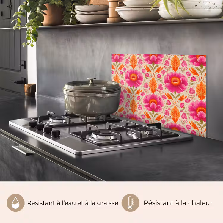 Fond de hotte - Fleurs - Baroque - Rose - Orange — 2