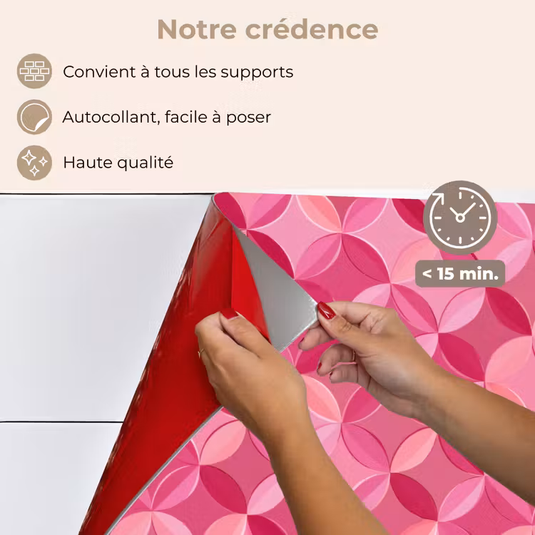 Fond de hotte - Géométrique - Mosaïque - Moderne - Rose — 4