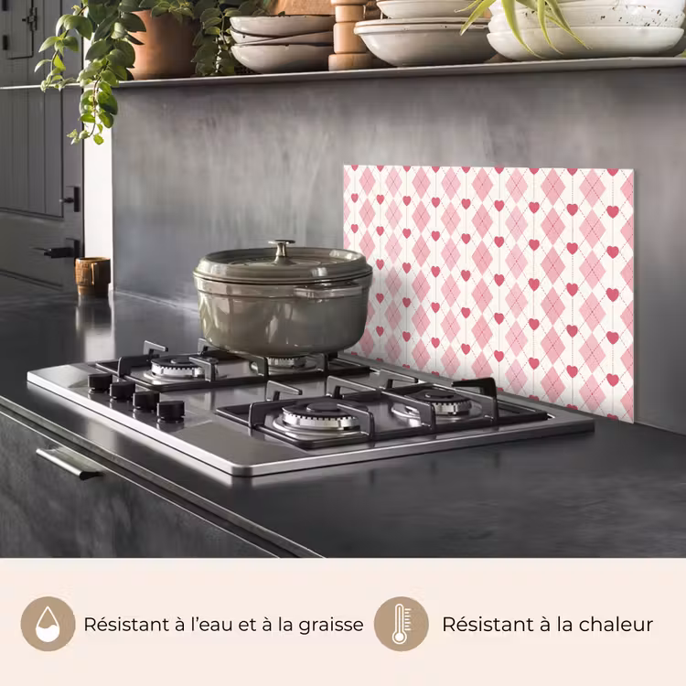 Fond de hotte - Losanges - Classique - Rose - Blanc — 2