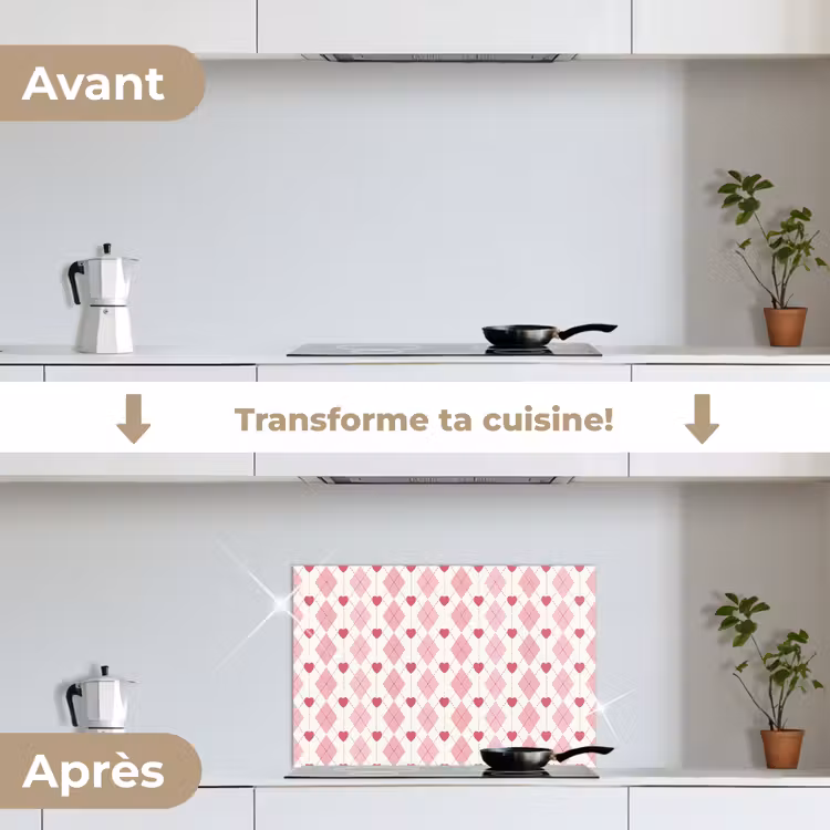 Fond de hotte - Losanges - Classique - Rose - Blanc — 7