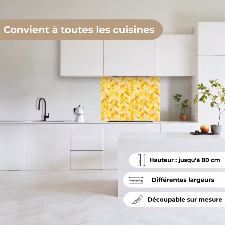 Crédence cuisine - Chevrons - Aquarelle - Motifs - Jaune doré — 6