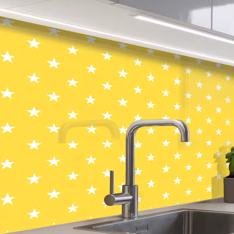 Crédence cuisine - Étoiles - Motif - Minimaliste - Jaune — 1
