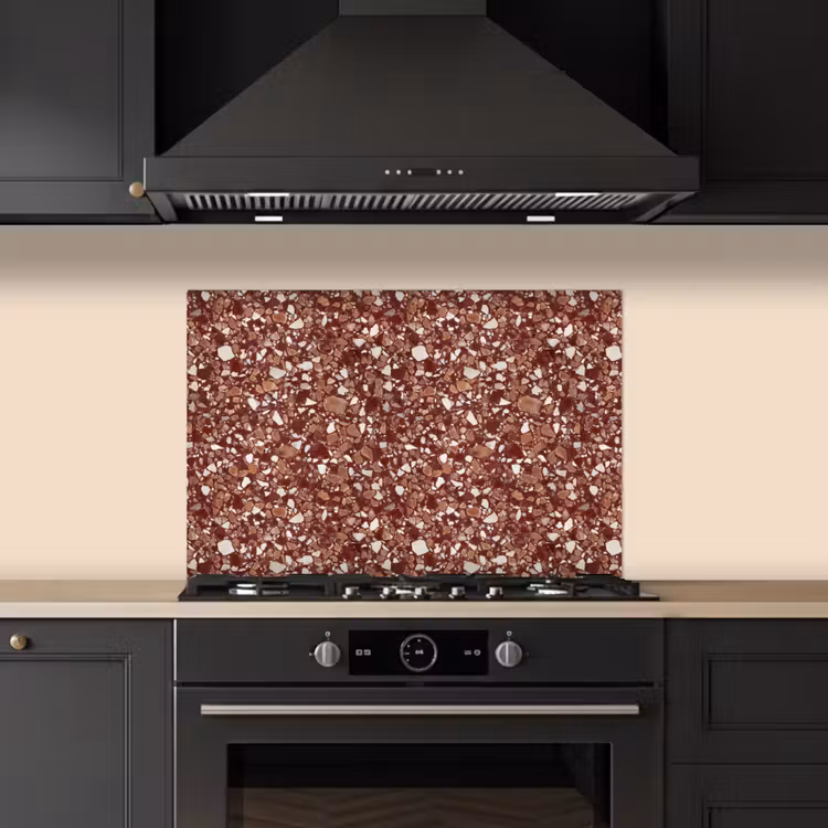 Fond de hotte - Terrazzo - Motif - Texture pierre - Rouge-brun — 5