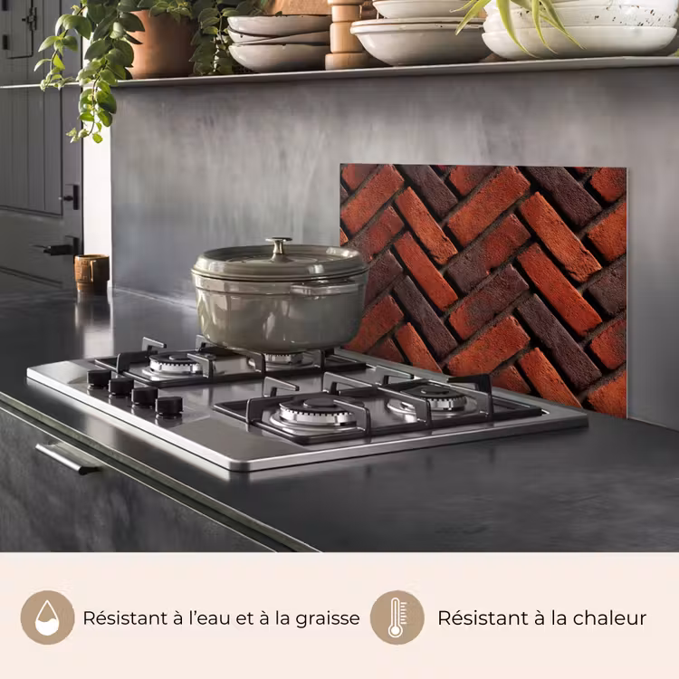 Fond de hotte - Briques - Chevrons - Texturé - Rouge-brun — 2