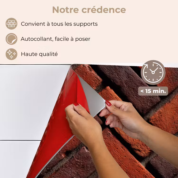 Fond de hotte - Briques - Chevrons - Texturé - Rouge-brun — 4
