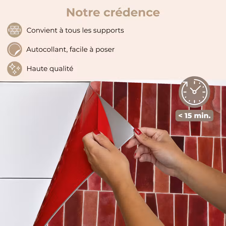 Fond de hotte - Carrelage - Moderne - Texturé - Rouge foncé — 4