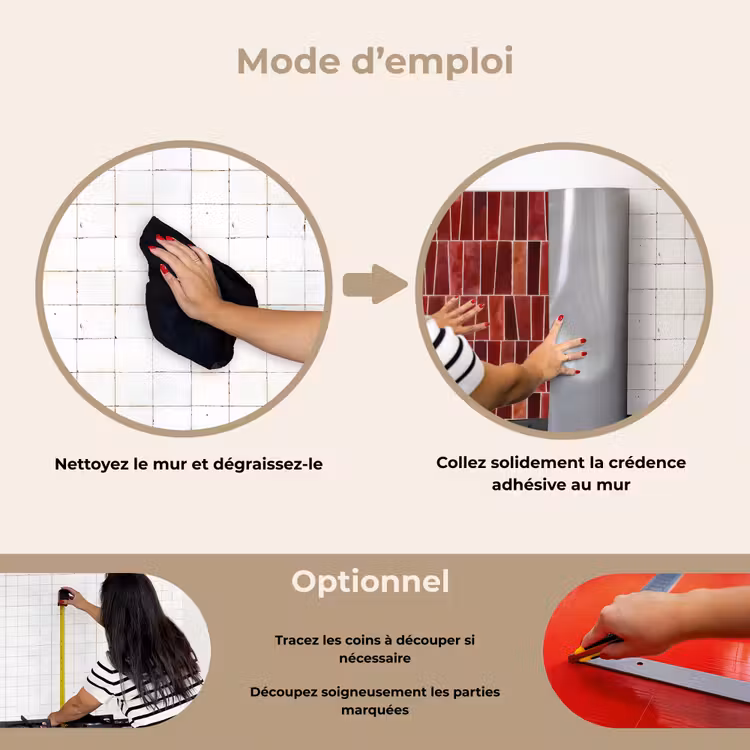 Fond de hotte - Carrelage - Moderne - Texturé - Rouge foncé — 6
